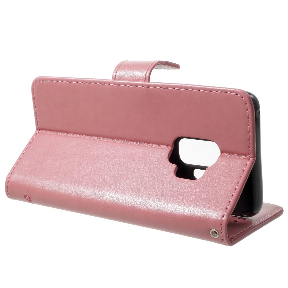 Läderfodral Fjärilar Samsung Galaxy S9 Rosa