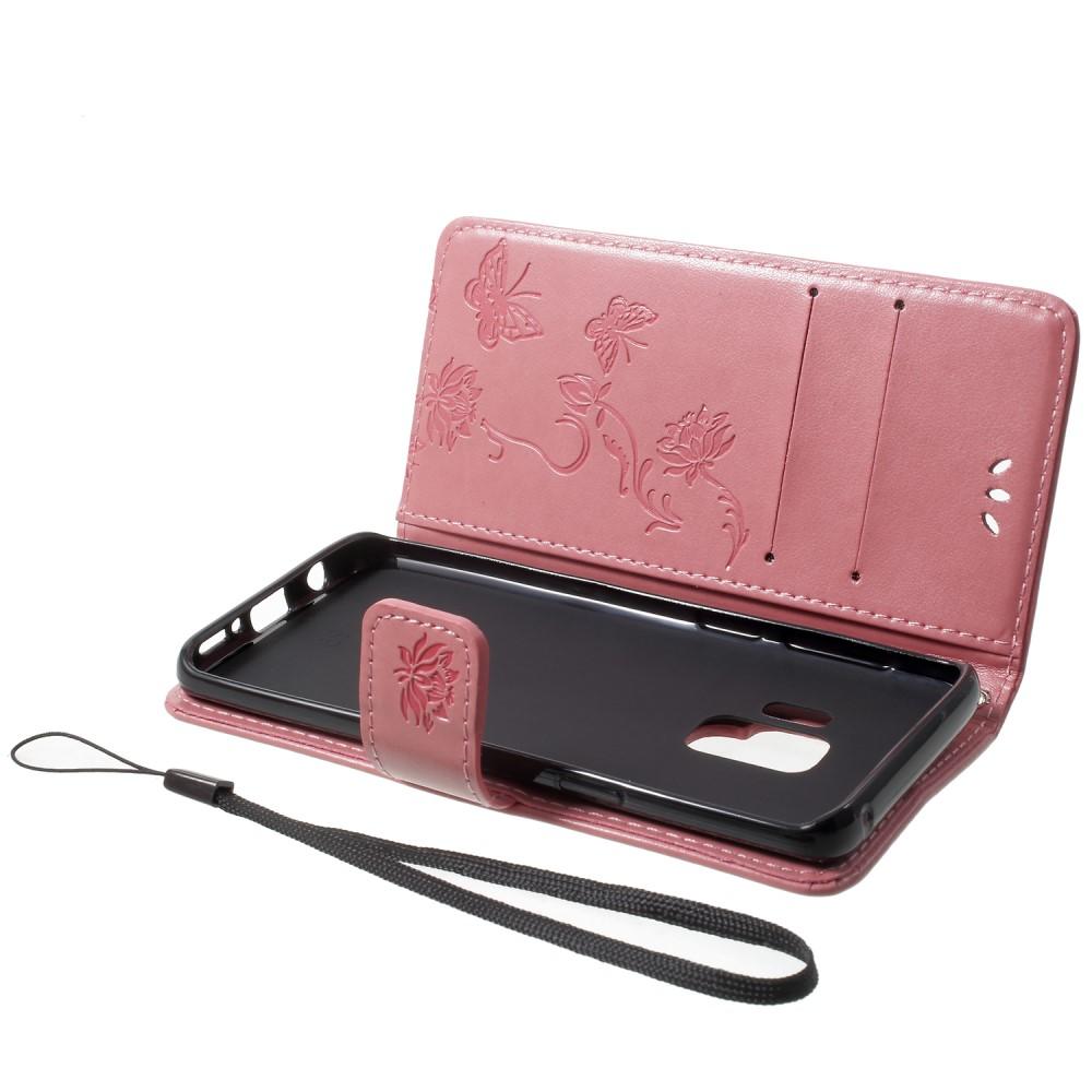 Läderfodral Fjärilar Samsung Galaxy S9 Rosa