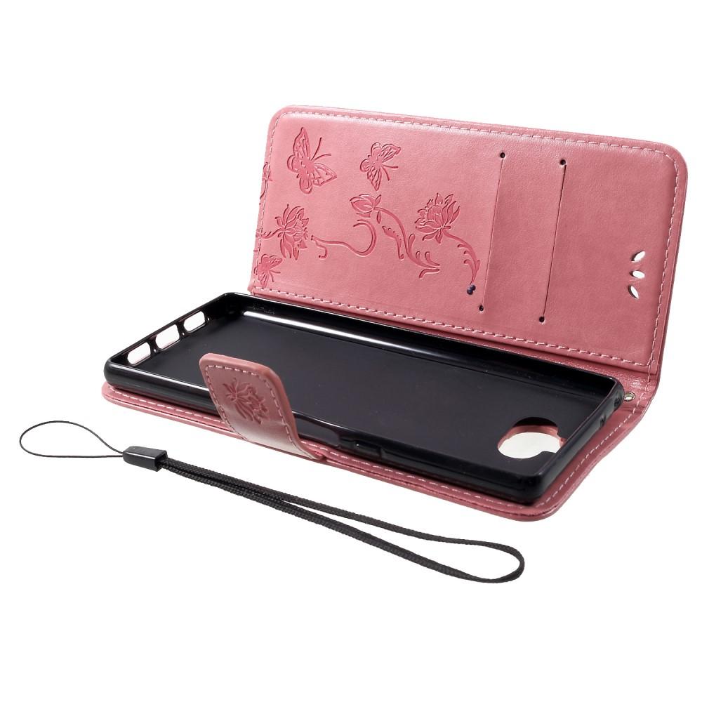 Läderfodral Fjärilar Sony Xperia 10 rosa