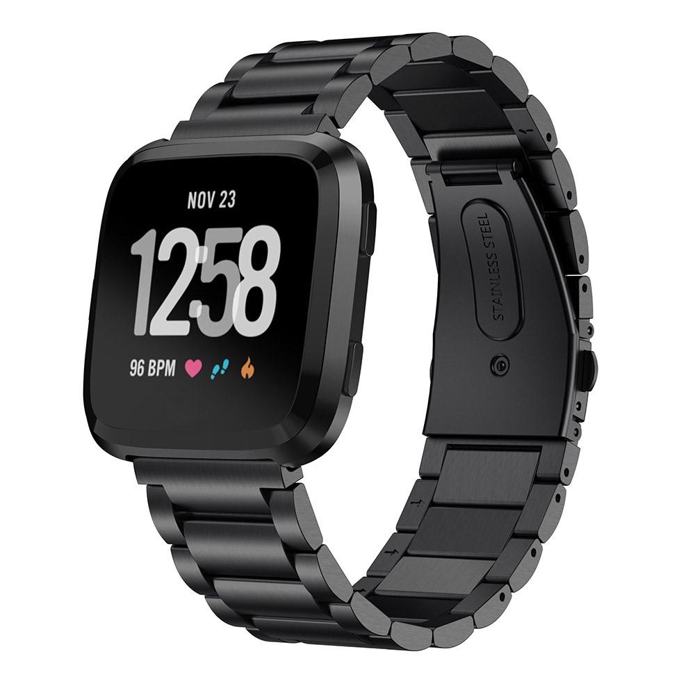 Metallarmband Fitbit Versa/Versa Lite/Versa 2 svart