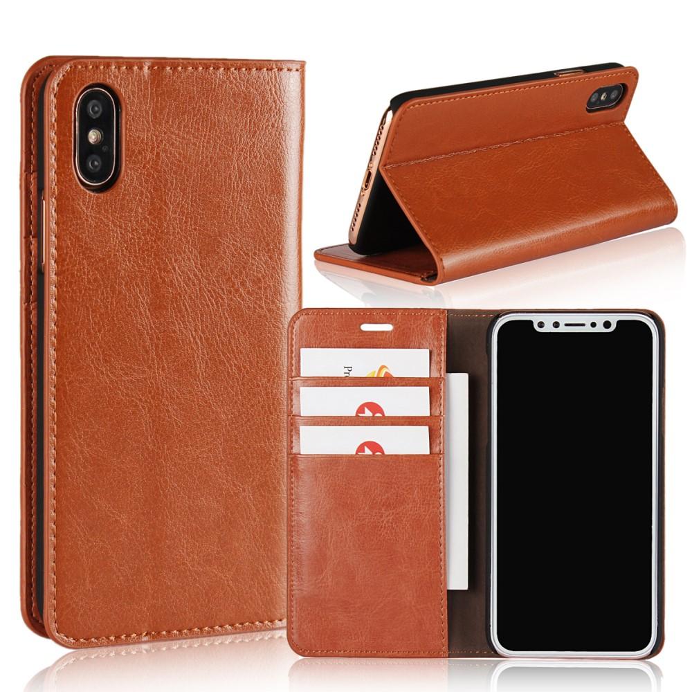Mobilfodral Äkta Läder iPhone X/XS brun