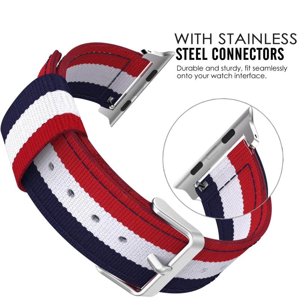 Nylonarmband Apple Watch 38/40/41 mm blå/vit/röd