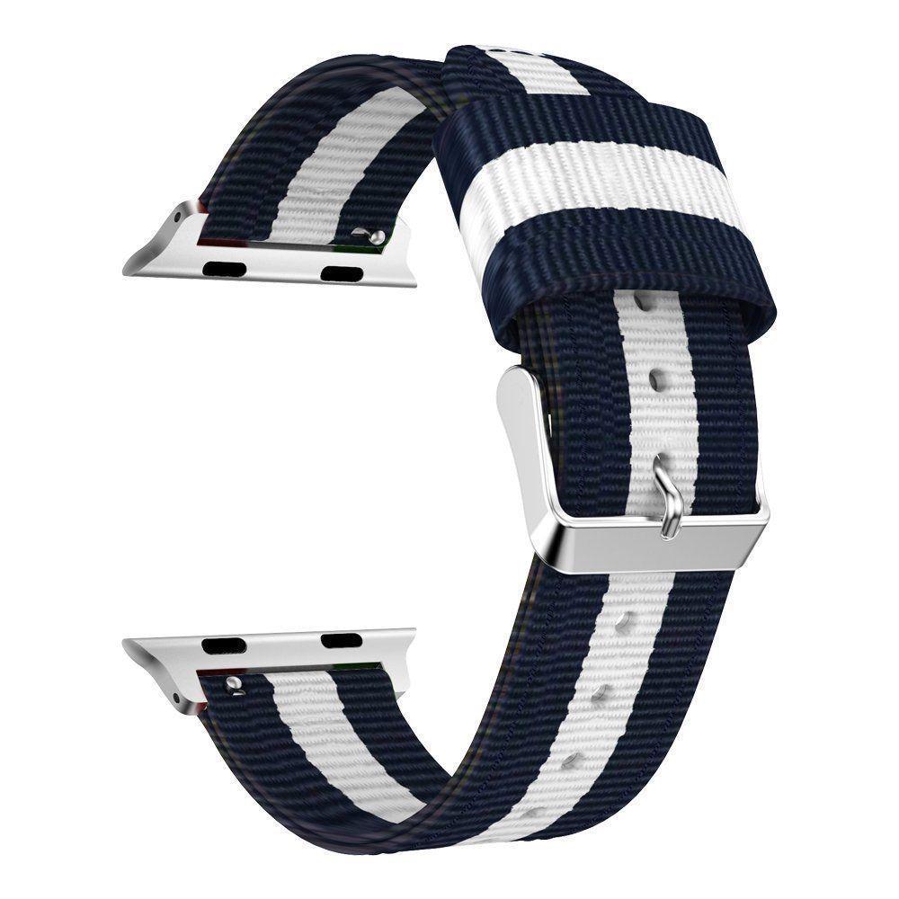Nylonarmband Apple Watch 42/44/45 mm blå/vit