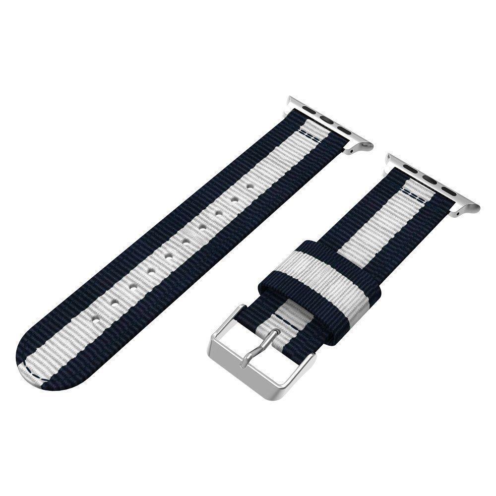 Nylonarmband Apple Watch 42/44/45 mm blå/vit