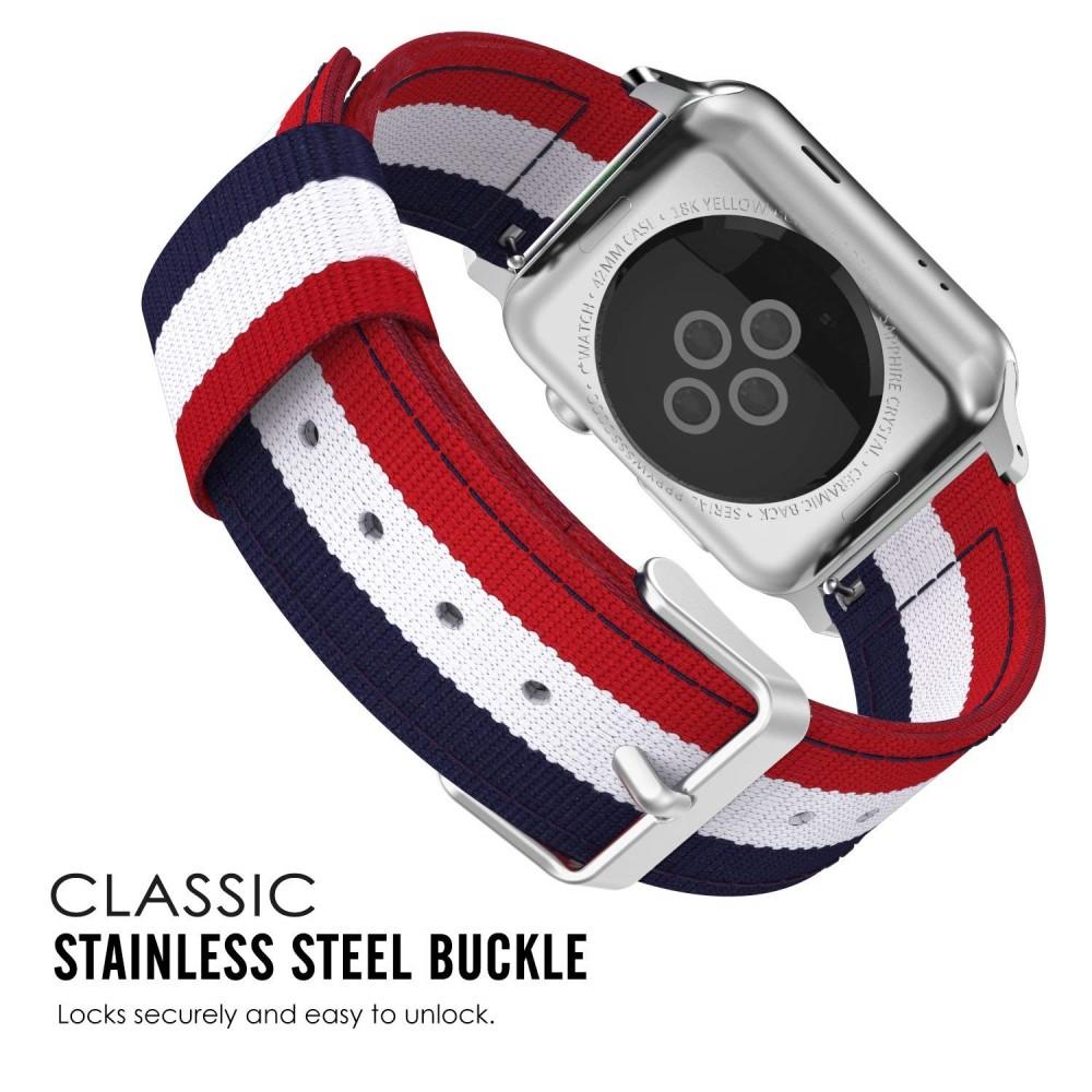 Nylonarmband Apple Watch 42/44/45 mm blå/vit/röd