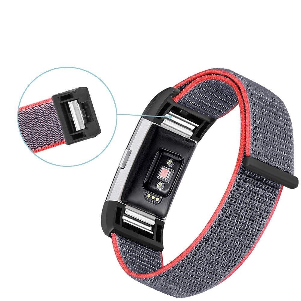 Nylonarmband Fitbit Charge 3/4 grå/rosa