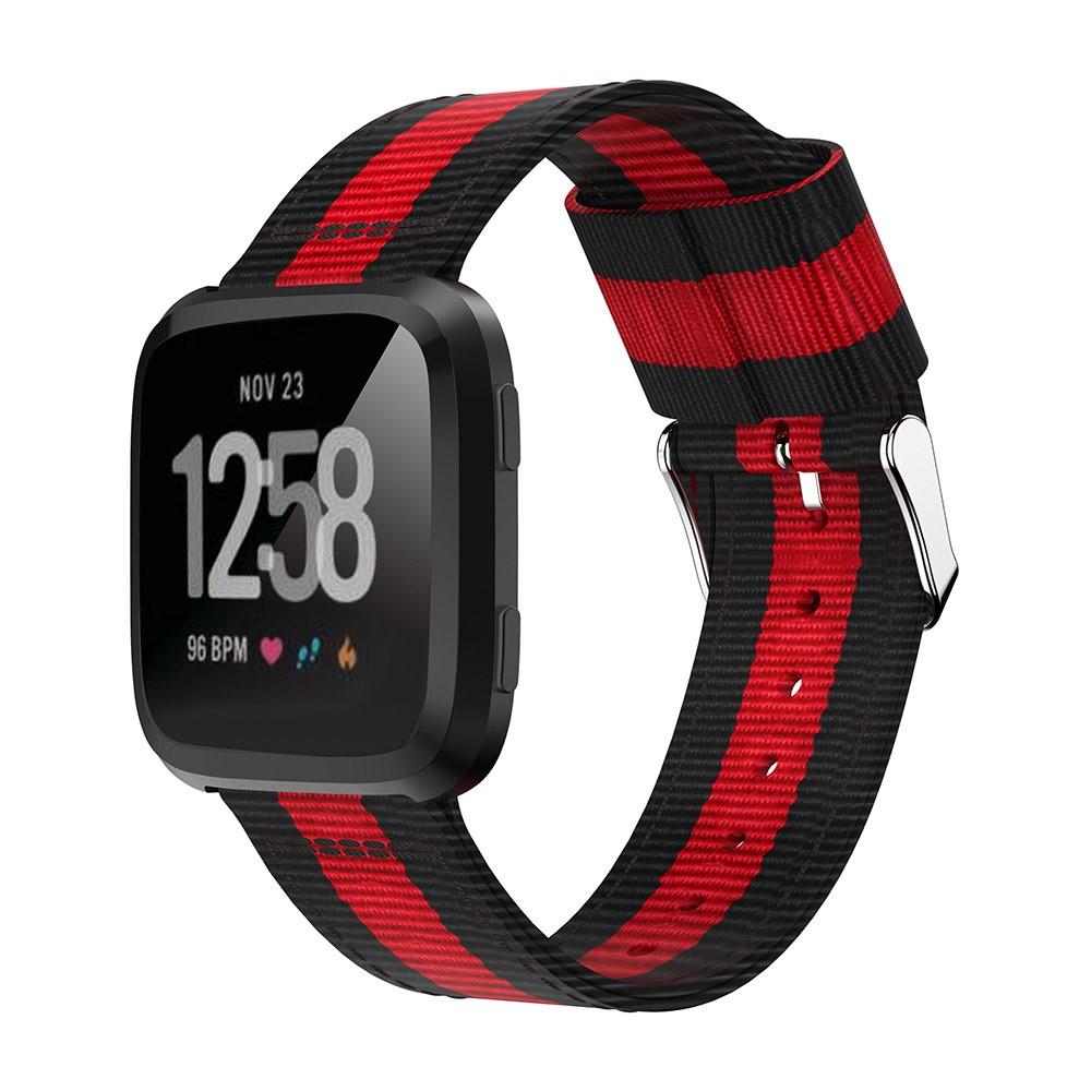 Nylonarmband Fitbit Versa/Versa 2 svart/röd
