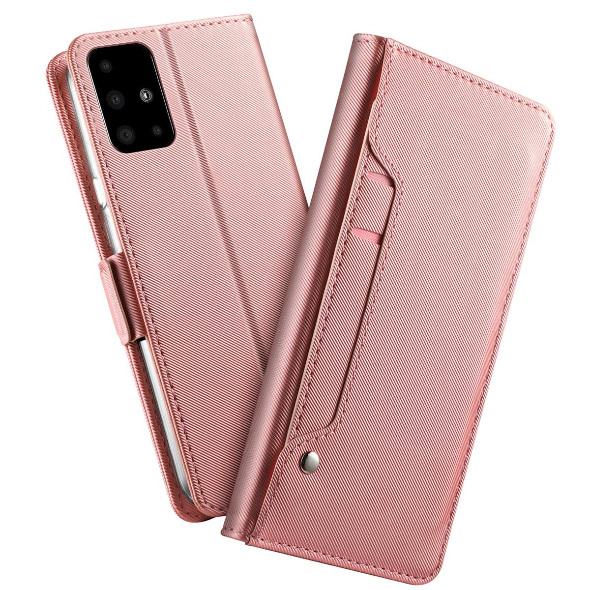 Plånboksfodral Spegel Galaxy A51 Rosa Guld