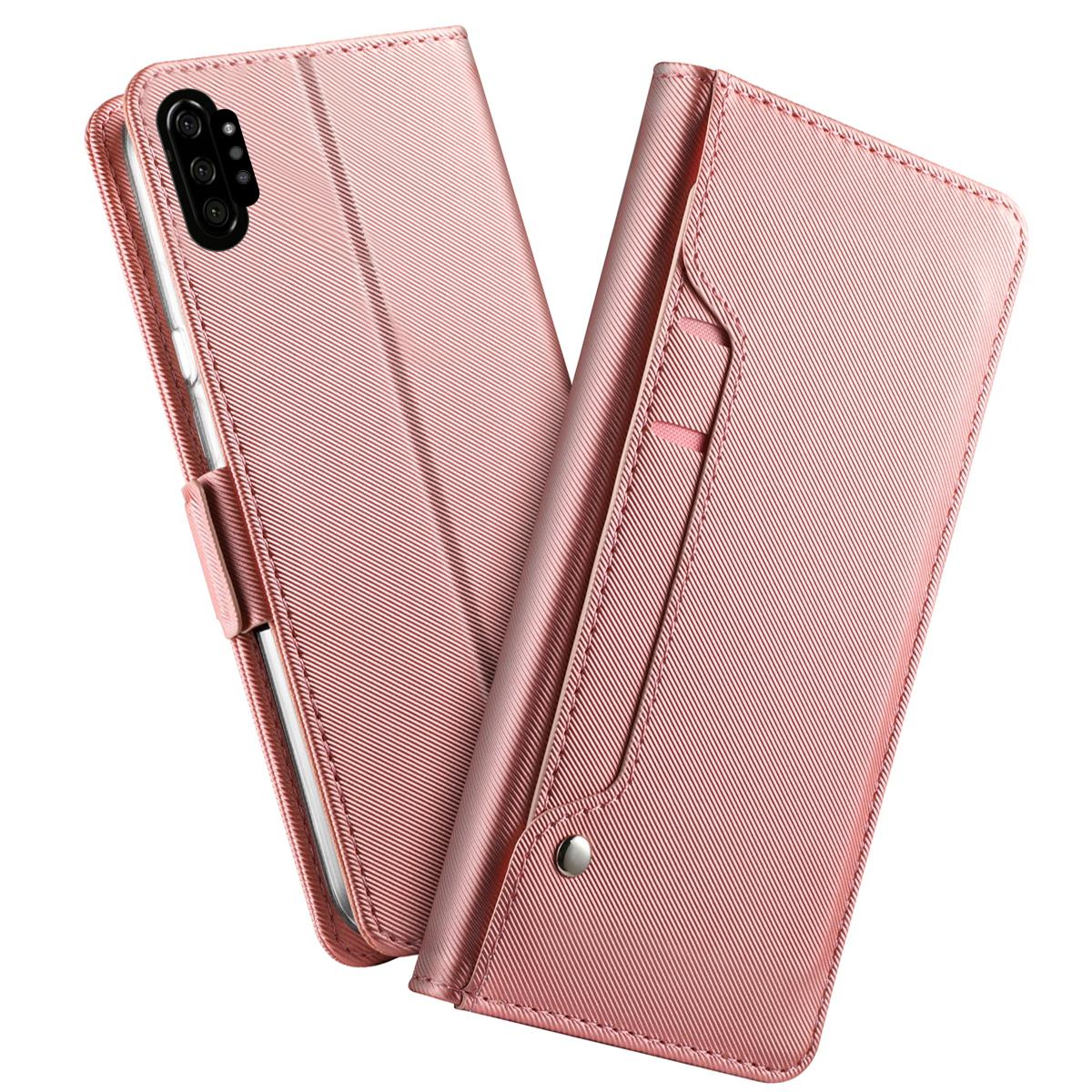 Plånboksfodral Spegel Galaxy Note 10 Plus Rosa Guld