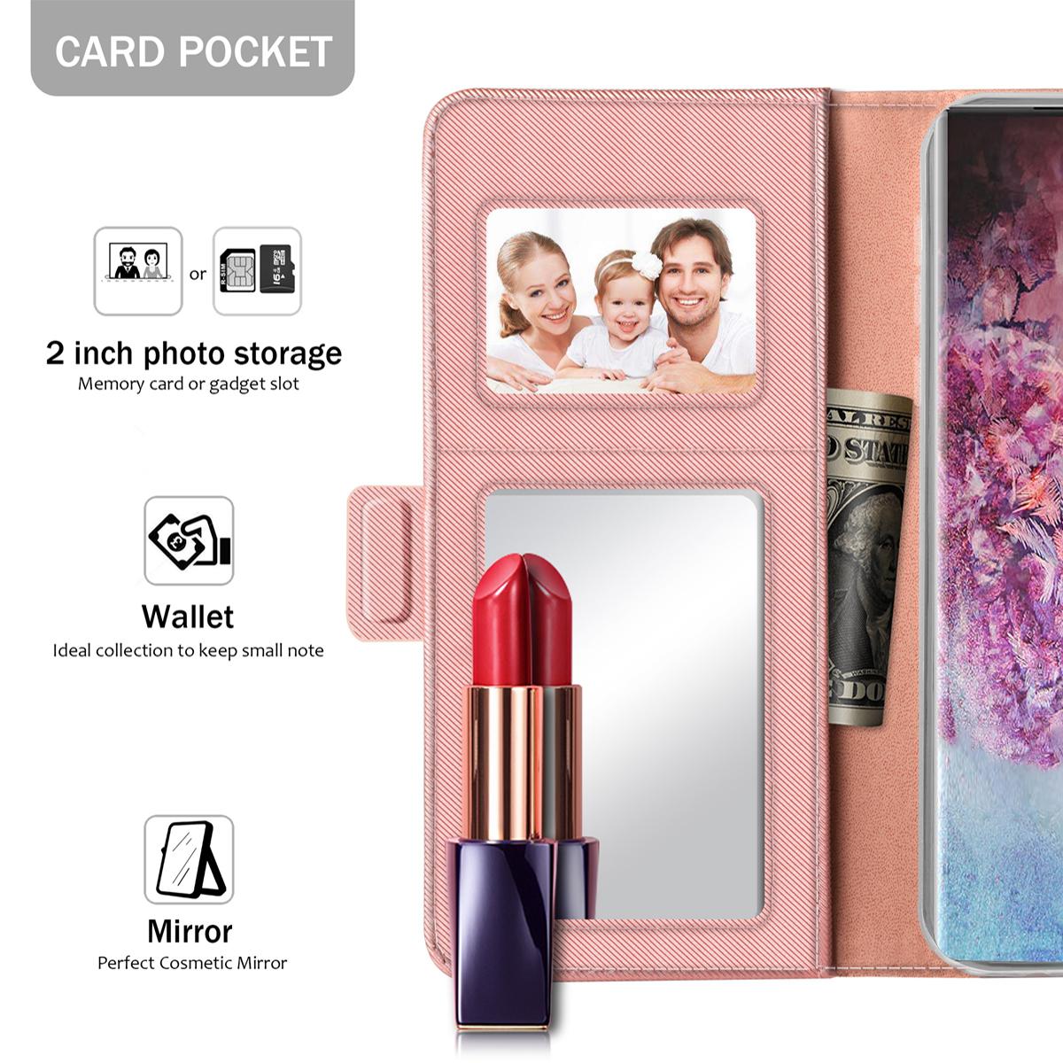 Plånboksfodral Spegel Galaxy Note 10 Plus Rosa Guld