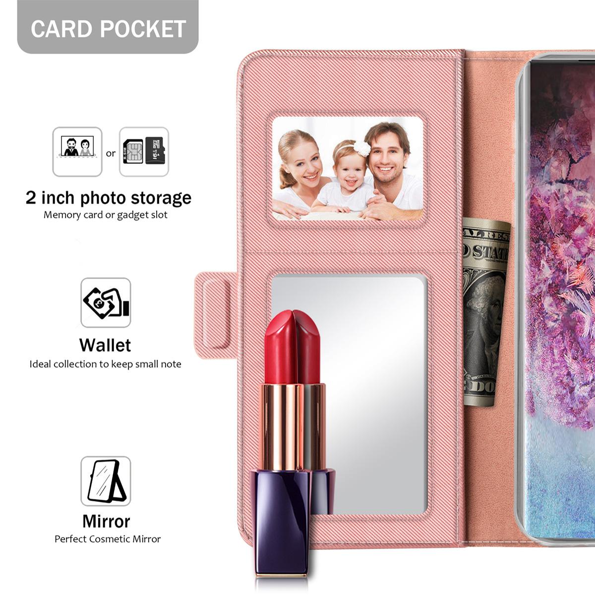 Plånboksfodral Spegel Galaxy Note 10 Rosa Guld