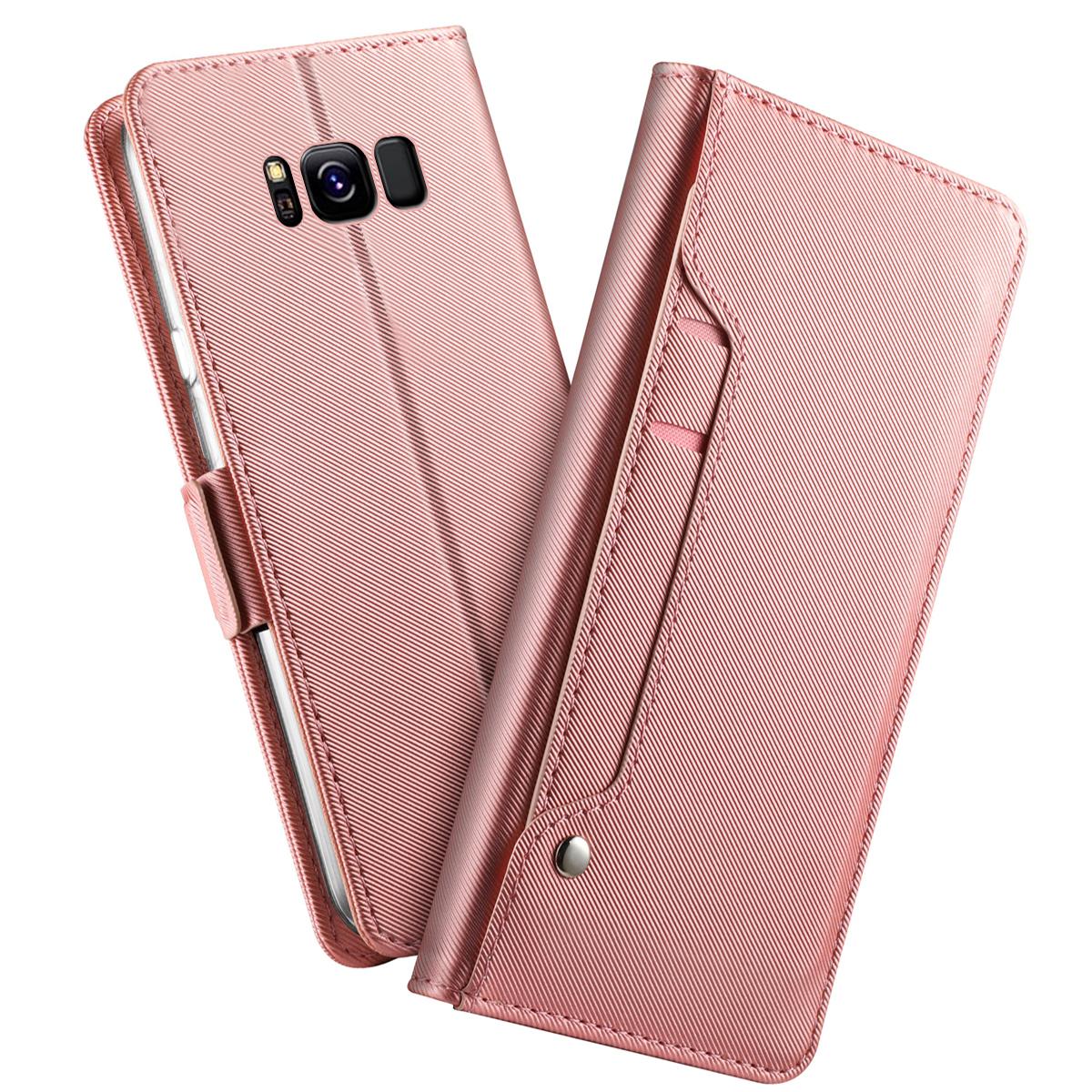 Plånboksfodral Spegel Galaxy S8 Rosa Guld