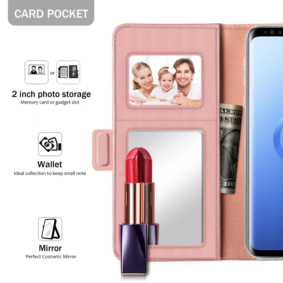 Plånboksfodral Spegel Galaxy S9 Plus Rosa Guld