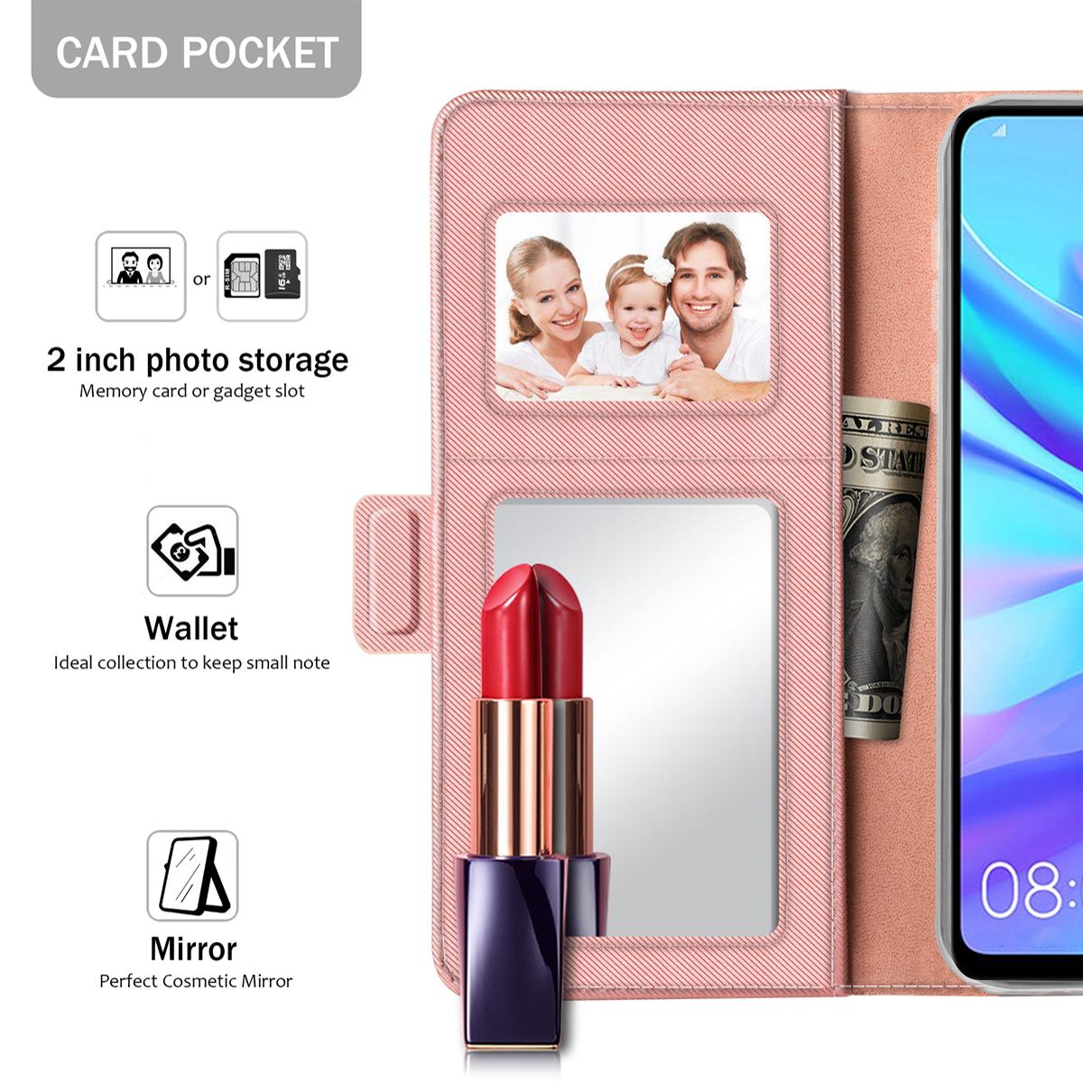 Plånboksfodral Spegel Huawei P30 Lite Rosa Guld