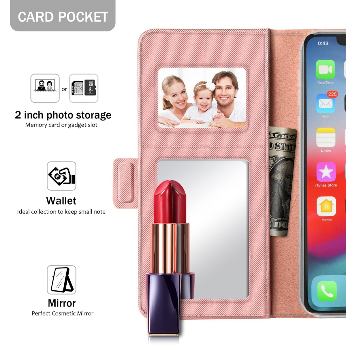 Plånboksfodral Spegel iPhone 11 Pro Max Rosa Guld