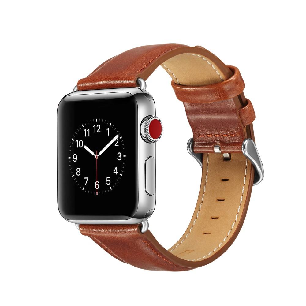 Premium Leather Armband Apple Watch 44mm Cognac