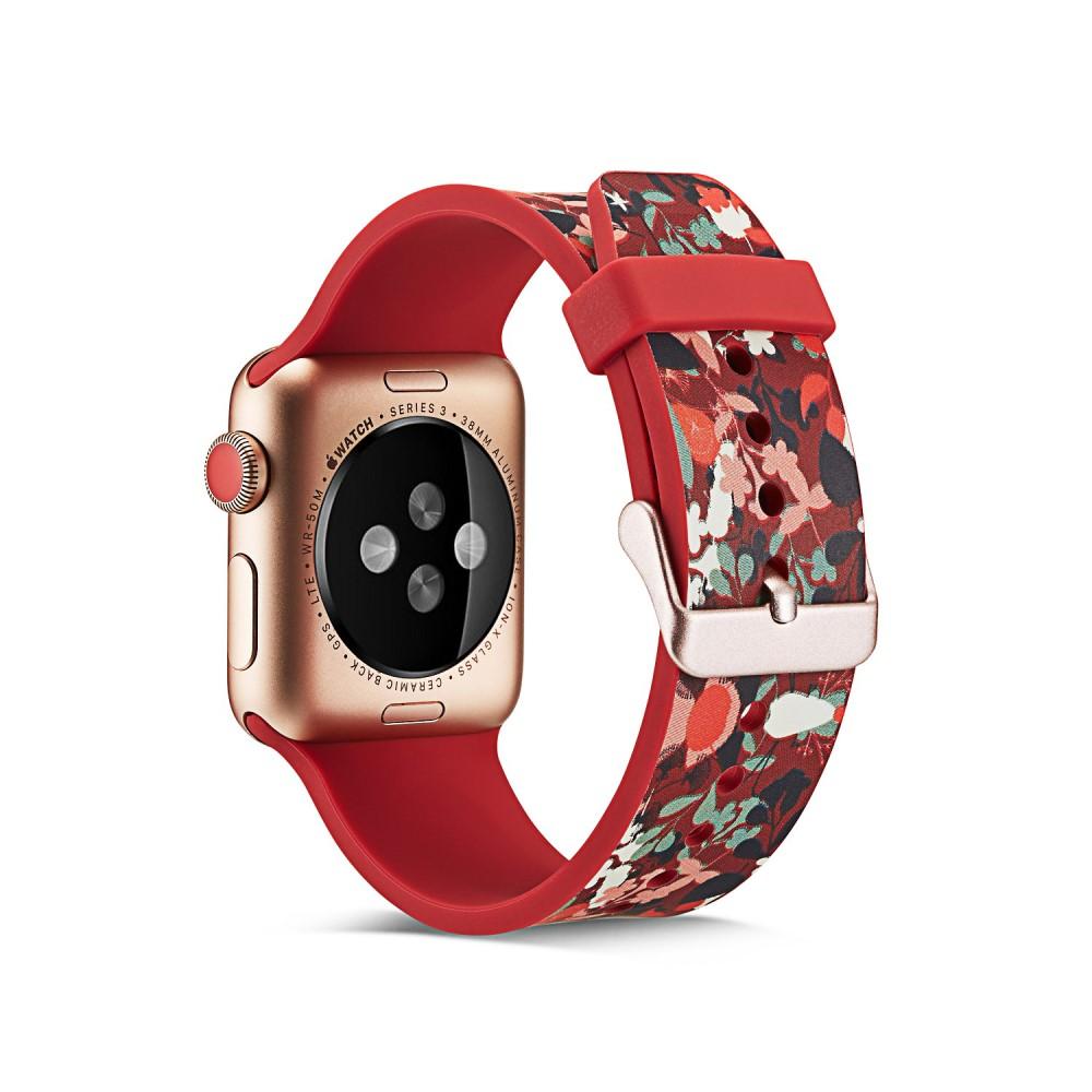 Silikonarmband Apple Watch 38/40/41 mm röd blommor