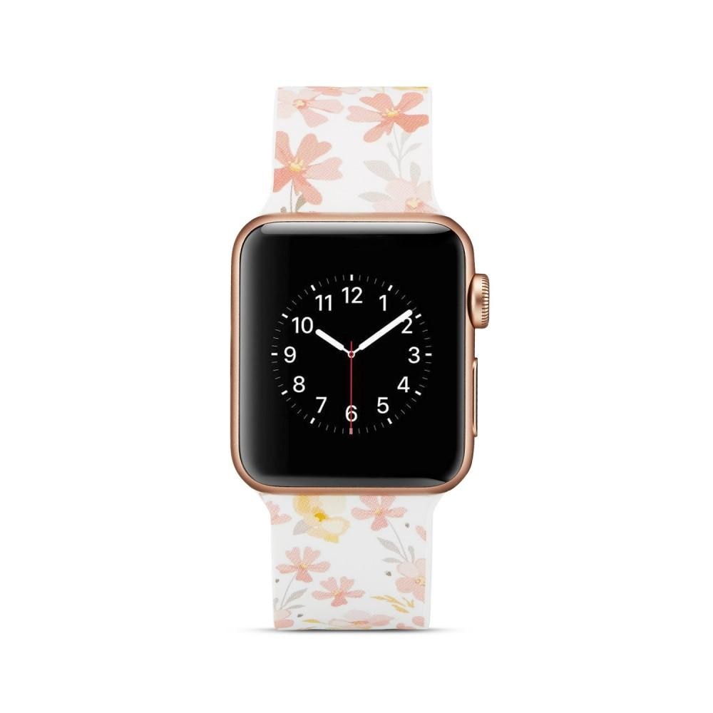 Silikonarmband Apple Watch 38/40 mm vit blommor
