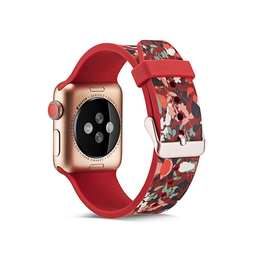 Silikonarmband Apple Watch 42/44/45 mm röd blommor