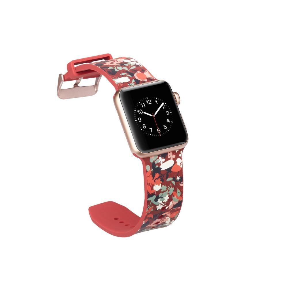 Silikonarmband Apple Watch 42/44/45 mm röd blommor
