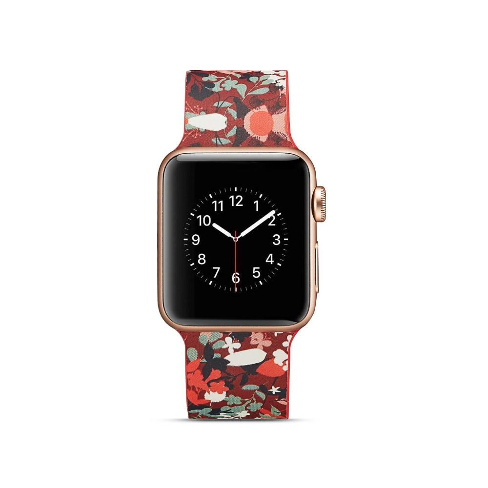Silikonarmband Apple Watch 42/44/45 mm röd blommor