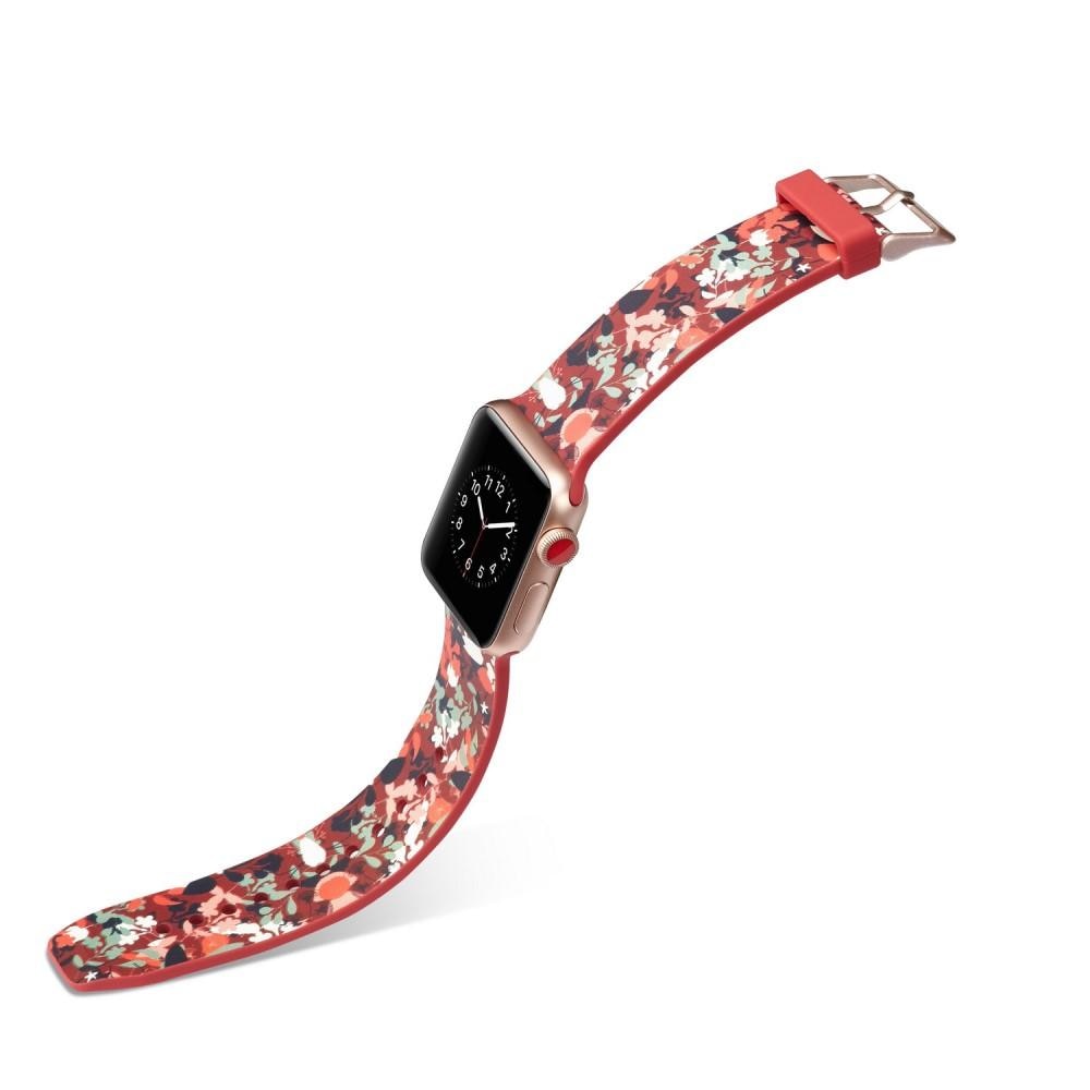 Silikonarmband Apple Watch 42/44/45 mm röd blommor