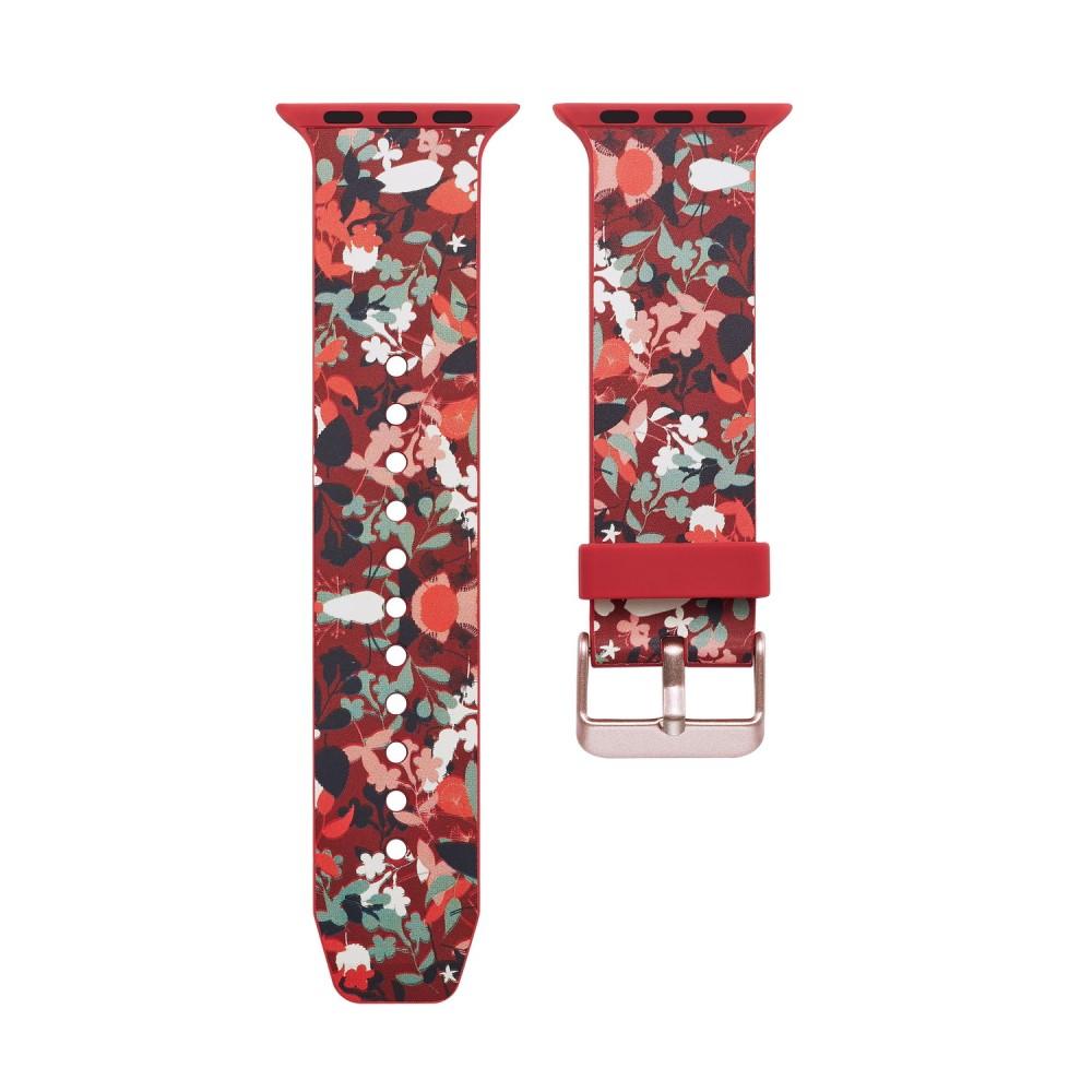 Silikonarmband Apple Watch 42/44/45 mm röd blommor