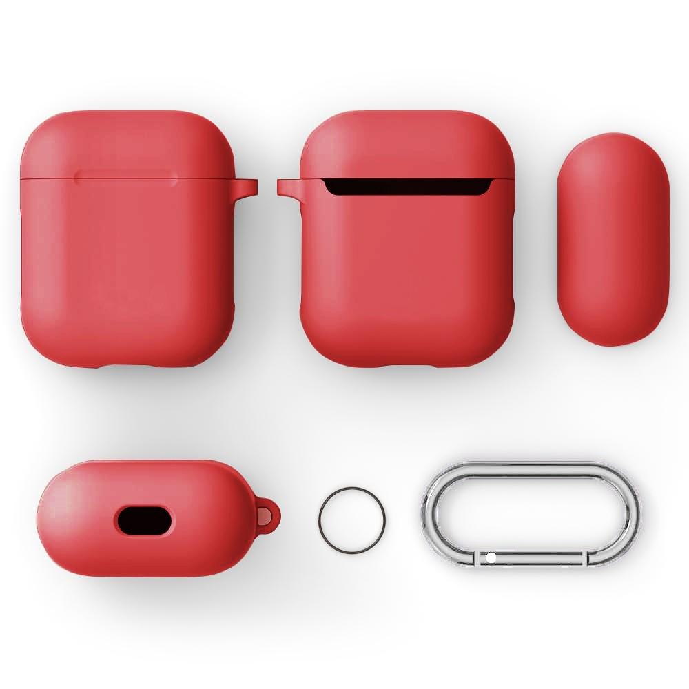 Silikonskal med karbinhake Apple AirPods röd