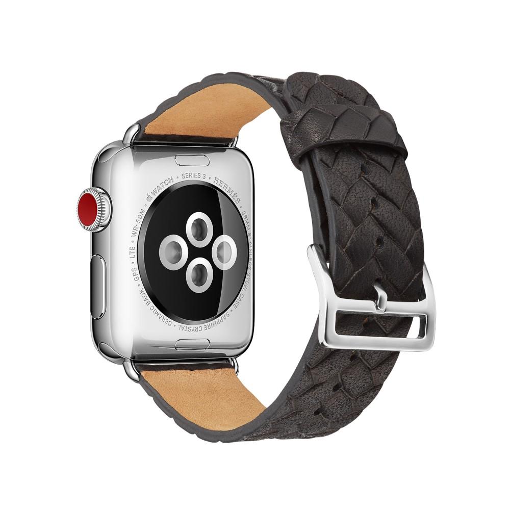 Woven Leather Band Apple Watch 41mm Series 9 svart