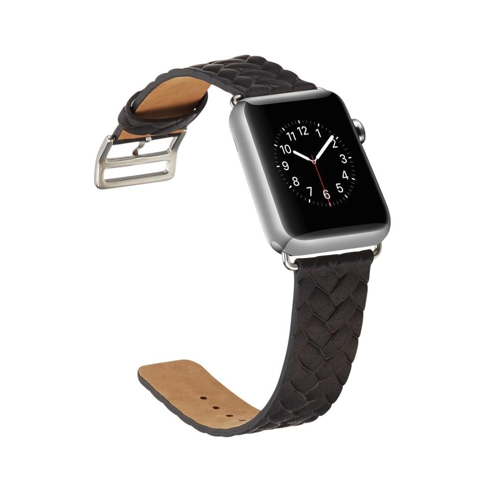 Woven Leather Band Apple Watch 41mm Series 9 svart