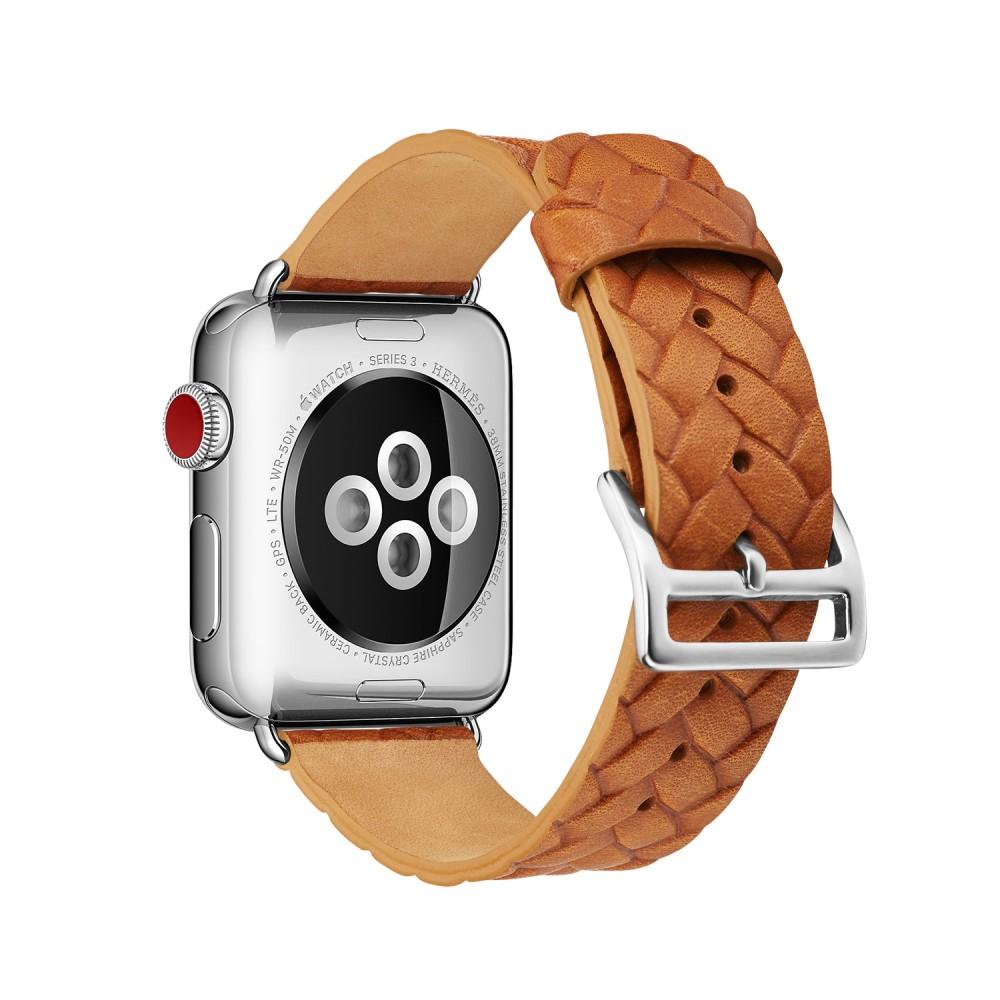 Woven Leather Band Apple Watch 38/40/41 mm Cognac