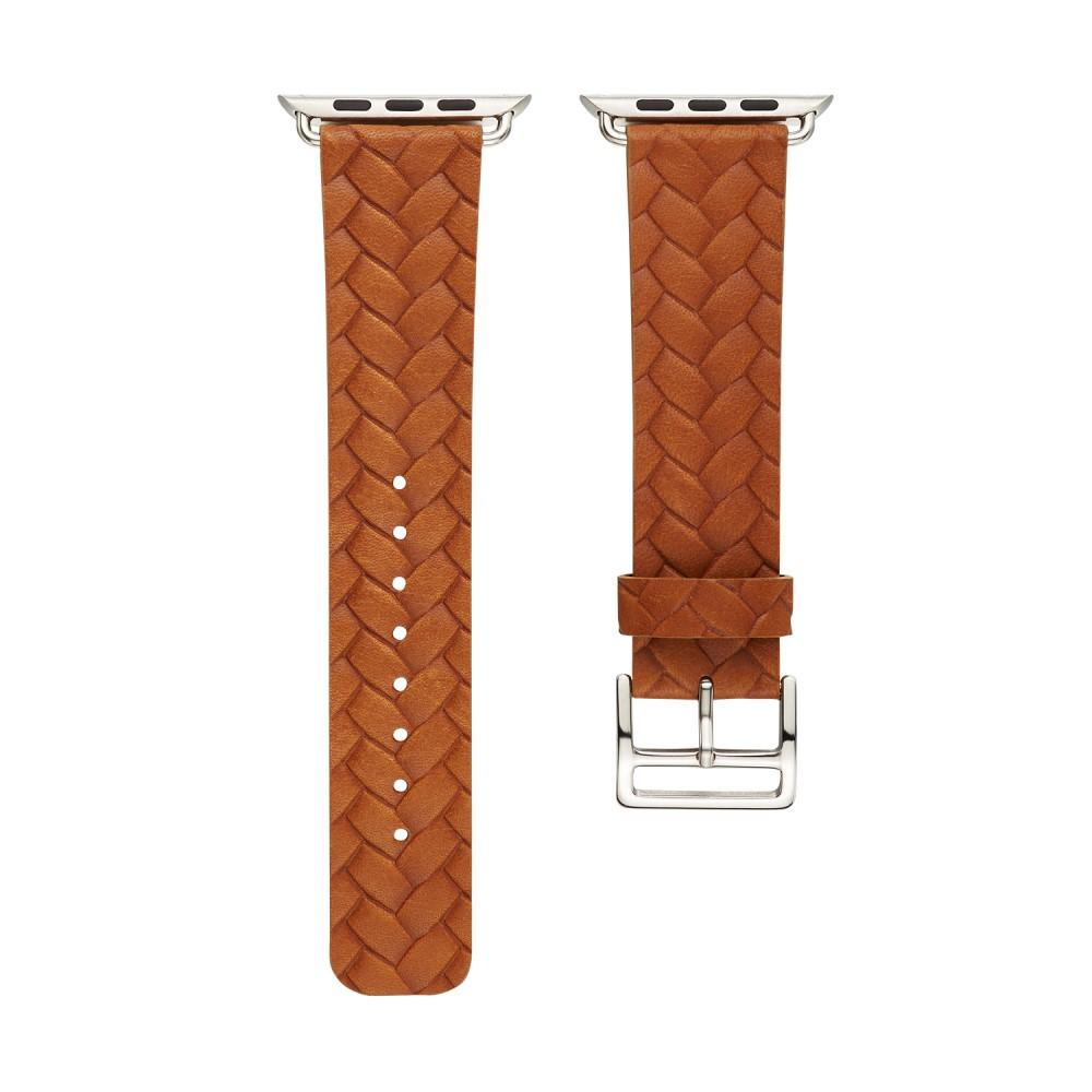 Woven Leather Band Apple Watch 38/40/41 mm Cognac