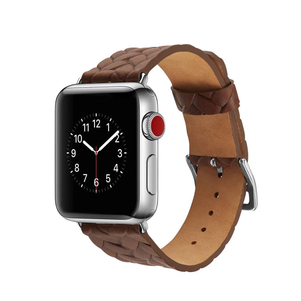 Woven Leather Band Apple Watch 45mm Series 8 Brown