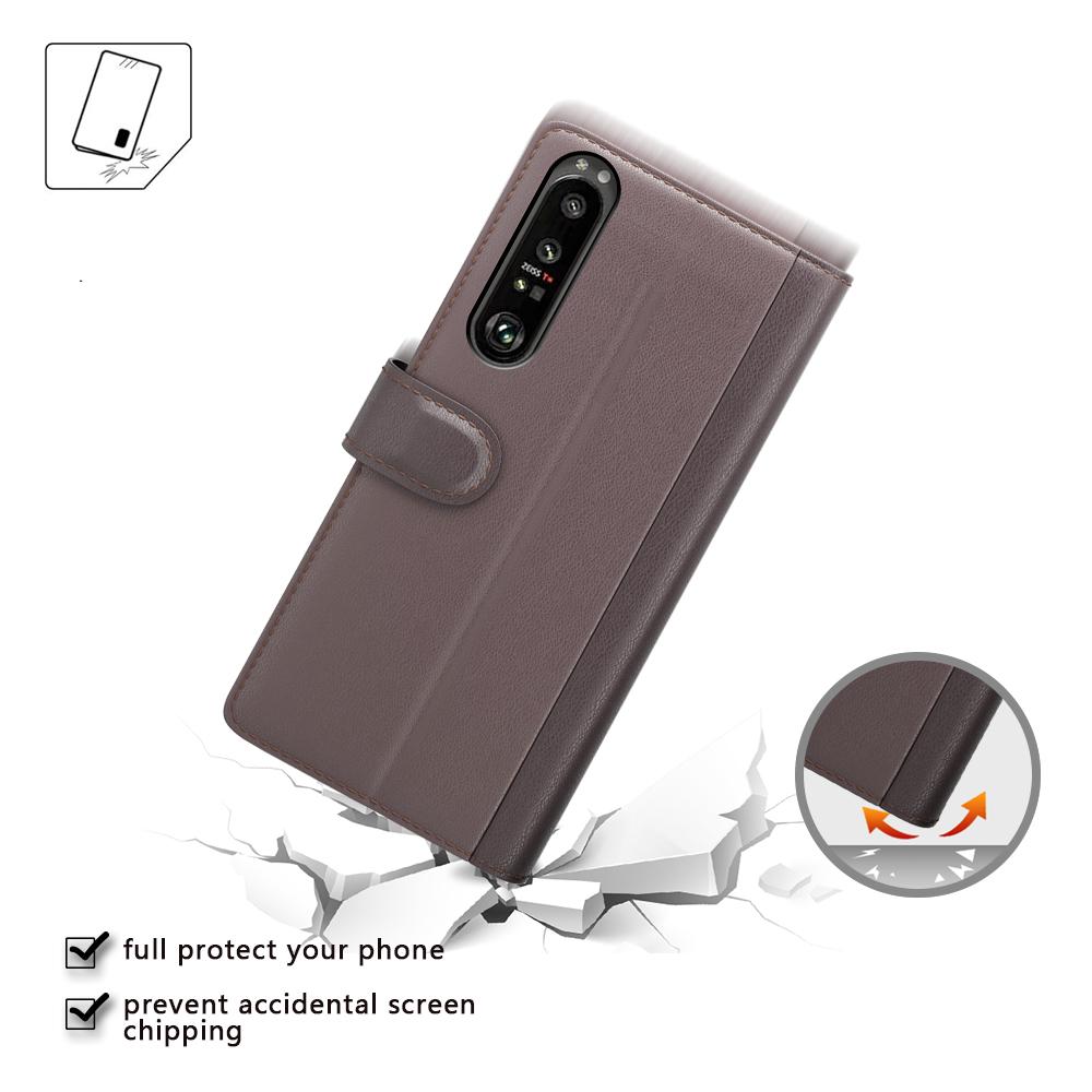 Äkta Läderfodral Sony Xperia 1 III Brun
