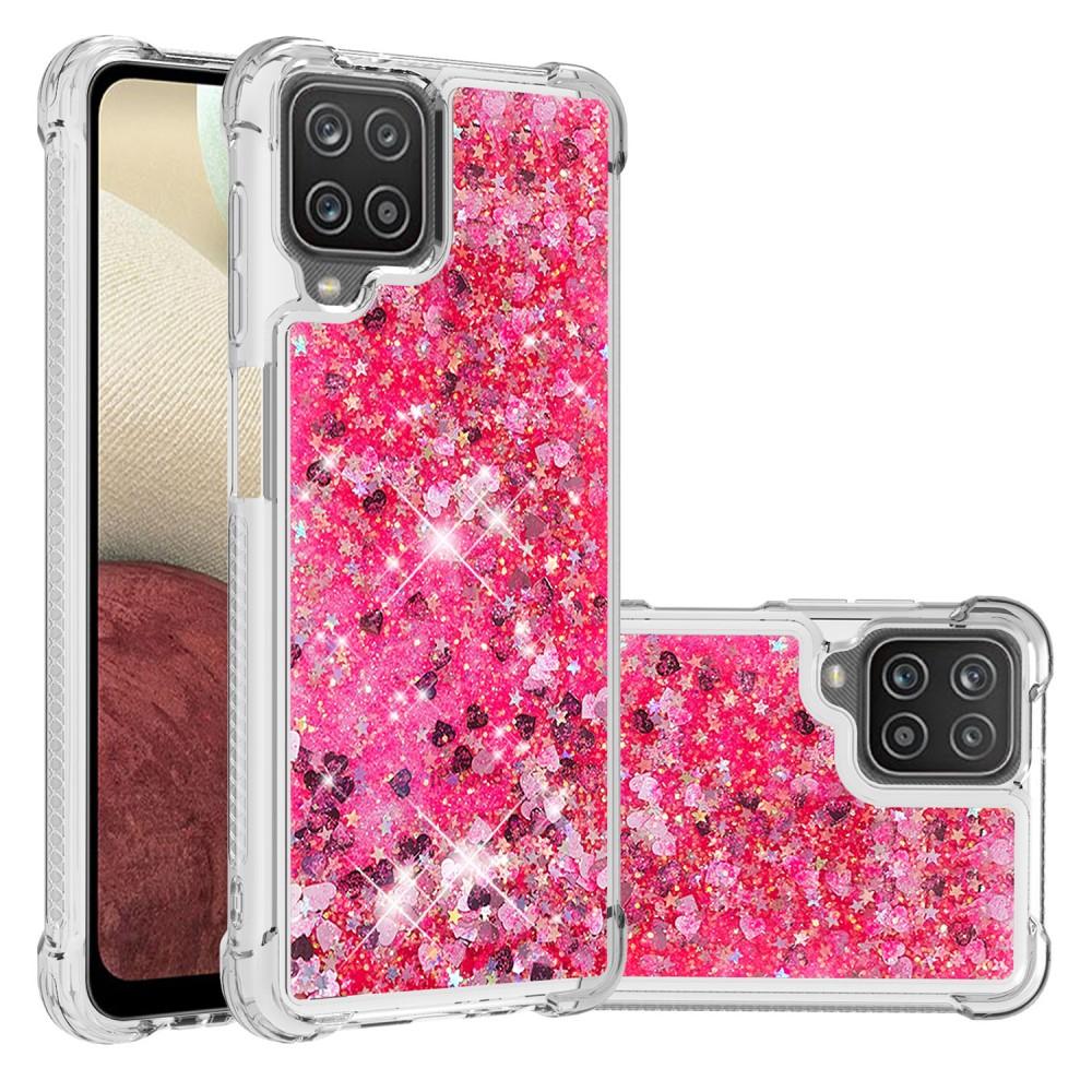 Glitter Powder TPU Case Galaxy A12 röd