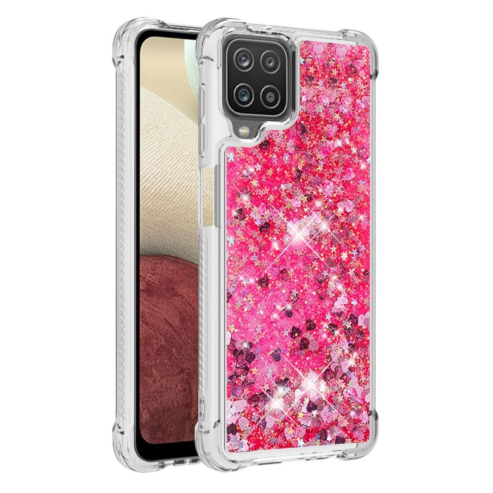 Glitter Powder TPU Case Galaxy A12 röd