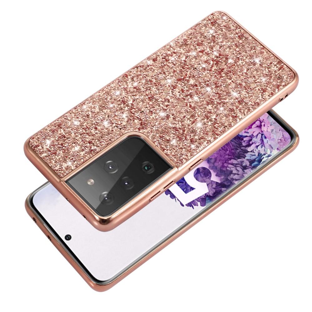 Glitterskal Samsung Galaxy S21 Ultra roséguld