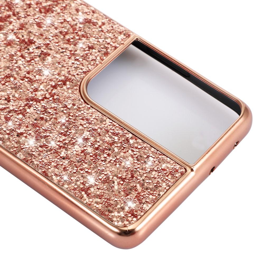 Glitterskal Samsung Galaxy S21 Ultra roséguld