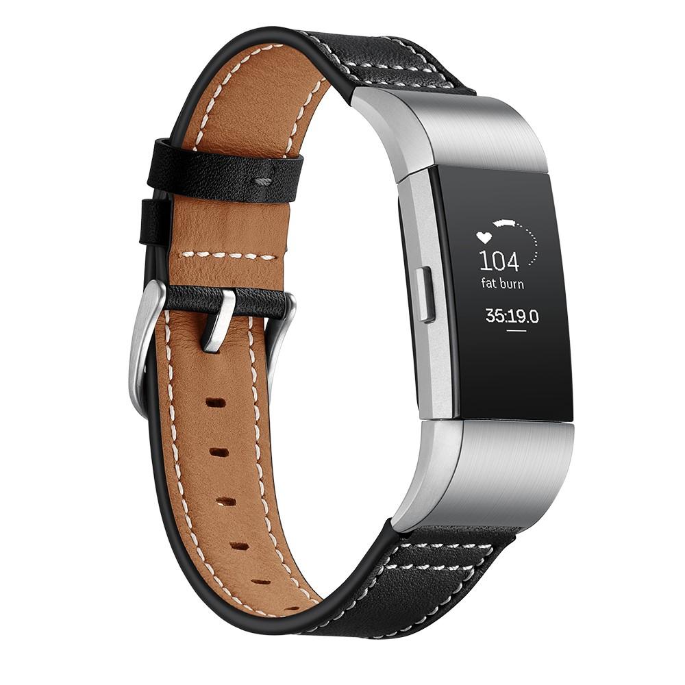 Läderarmband Fitbit Charge 2 Svart