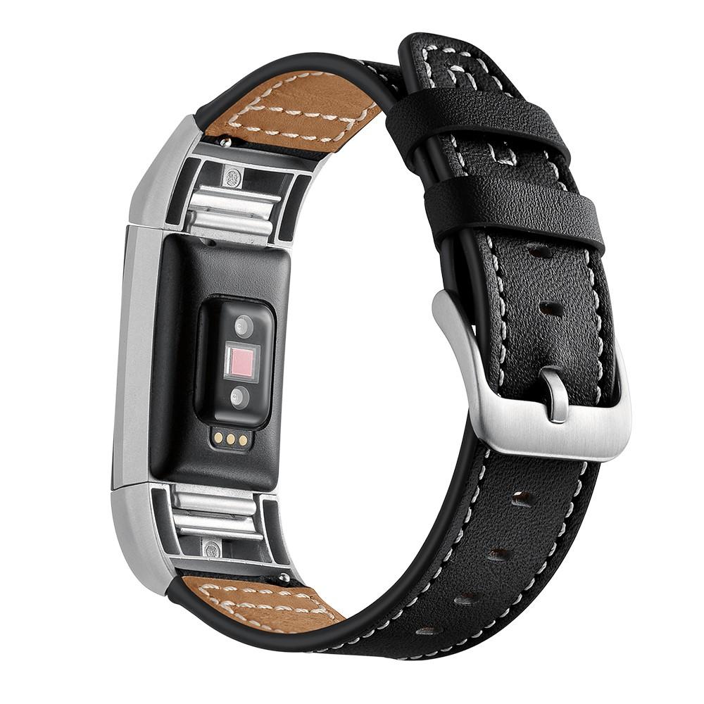 Läderarmband Fitbit Charge 2 Svart