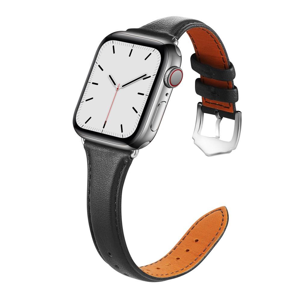 Slim Läderarmband Apple Watch 45mm Series 8 svart