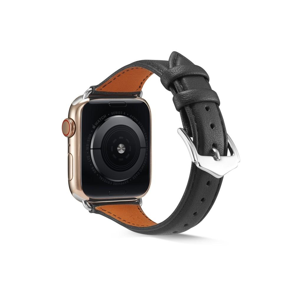 Slim Läderarmband Apple Watch 45mm Series 8 svart