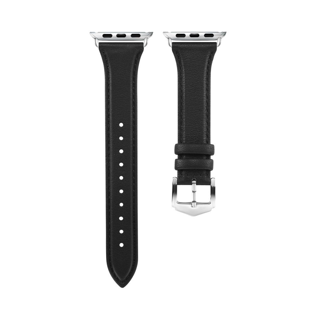 Slim Läderarmband Apple Watch 42/44/45 mm svart