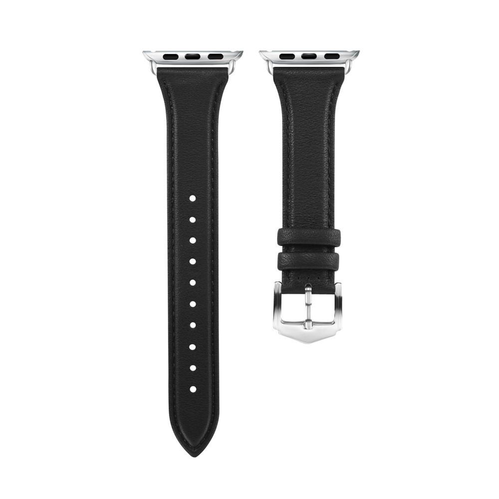 Slim Läderarmband Apple Watch 45mm Series 8 svart