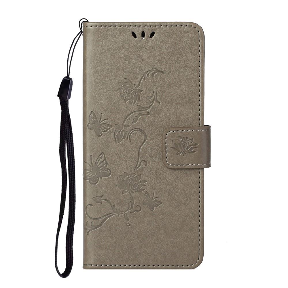 Läderfodral Fjärilar Samsung Galaxy S21 FE Grå