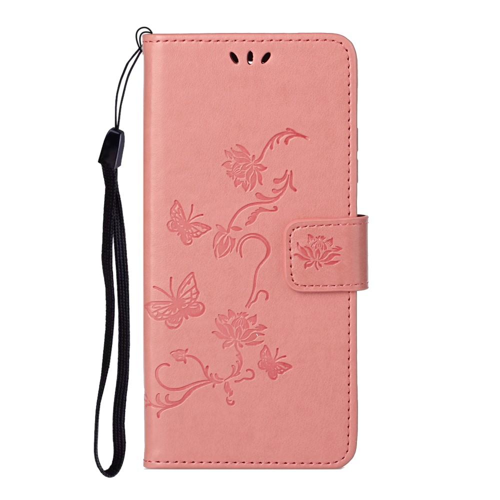 Läderfodral Fjärilar Samsung Galaxy S21 FE Rosa