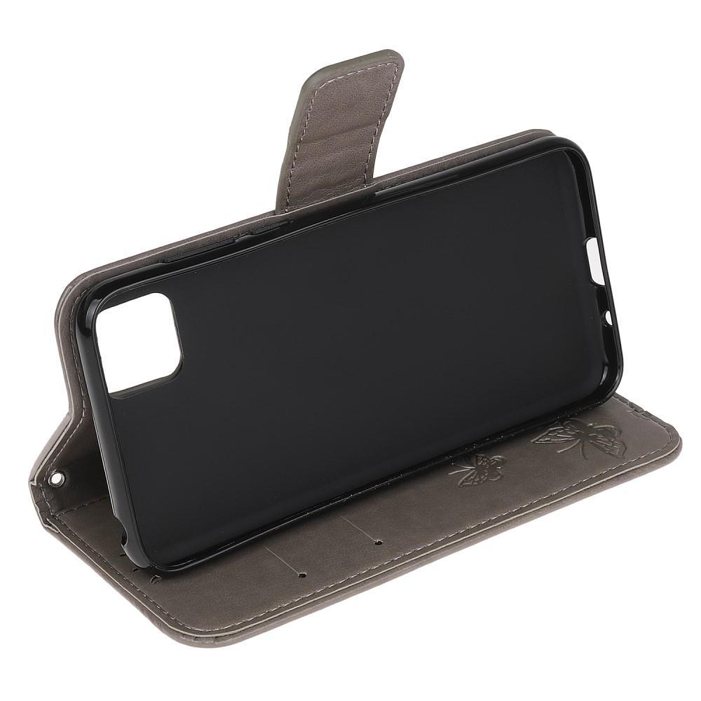Läderfodral Fjärilar Huawei Y5p Grå