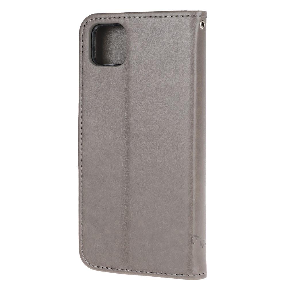 Läderfodral Fjärilar Huawei Y5p Grå