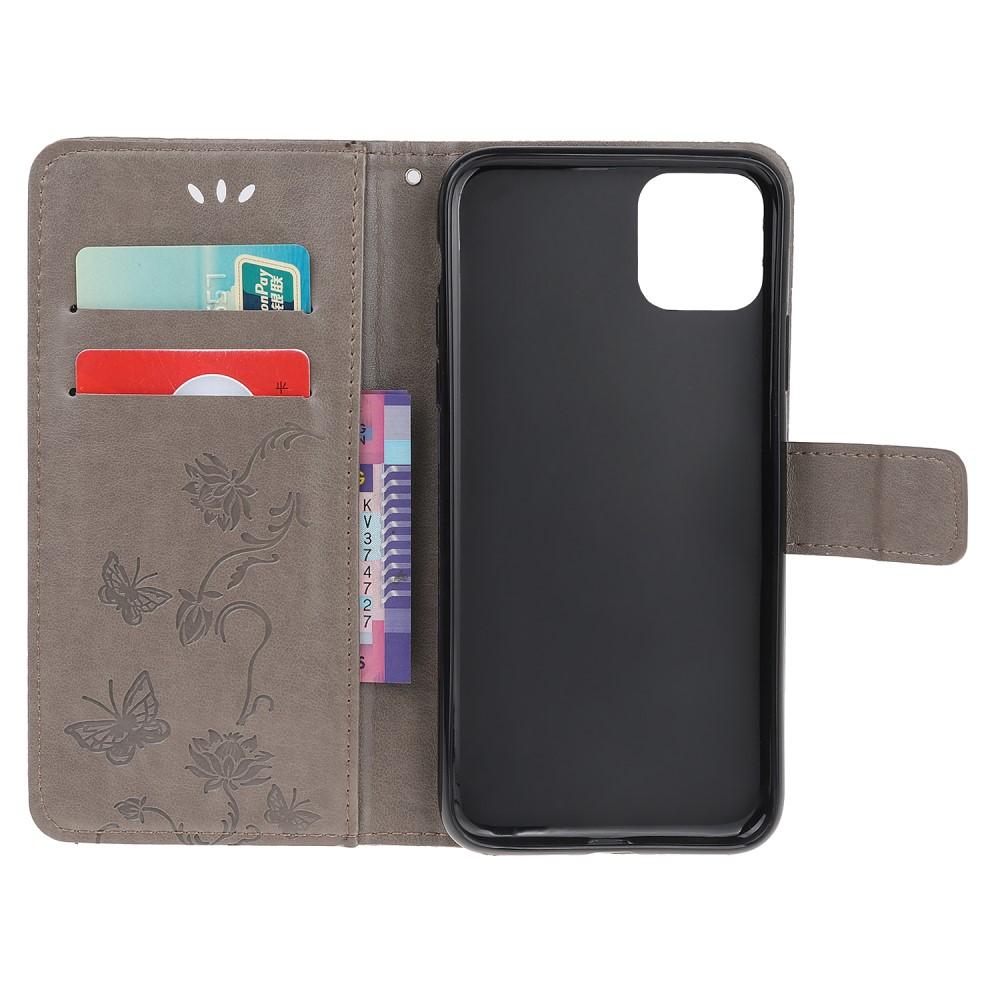 Läderfodral Fjärilar Apple iPhone 12 Mini Grå