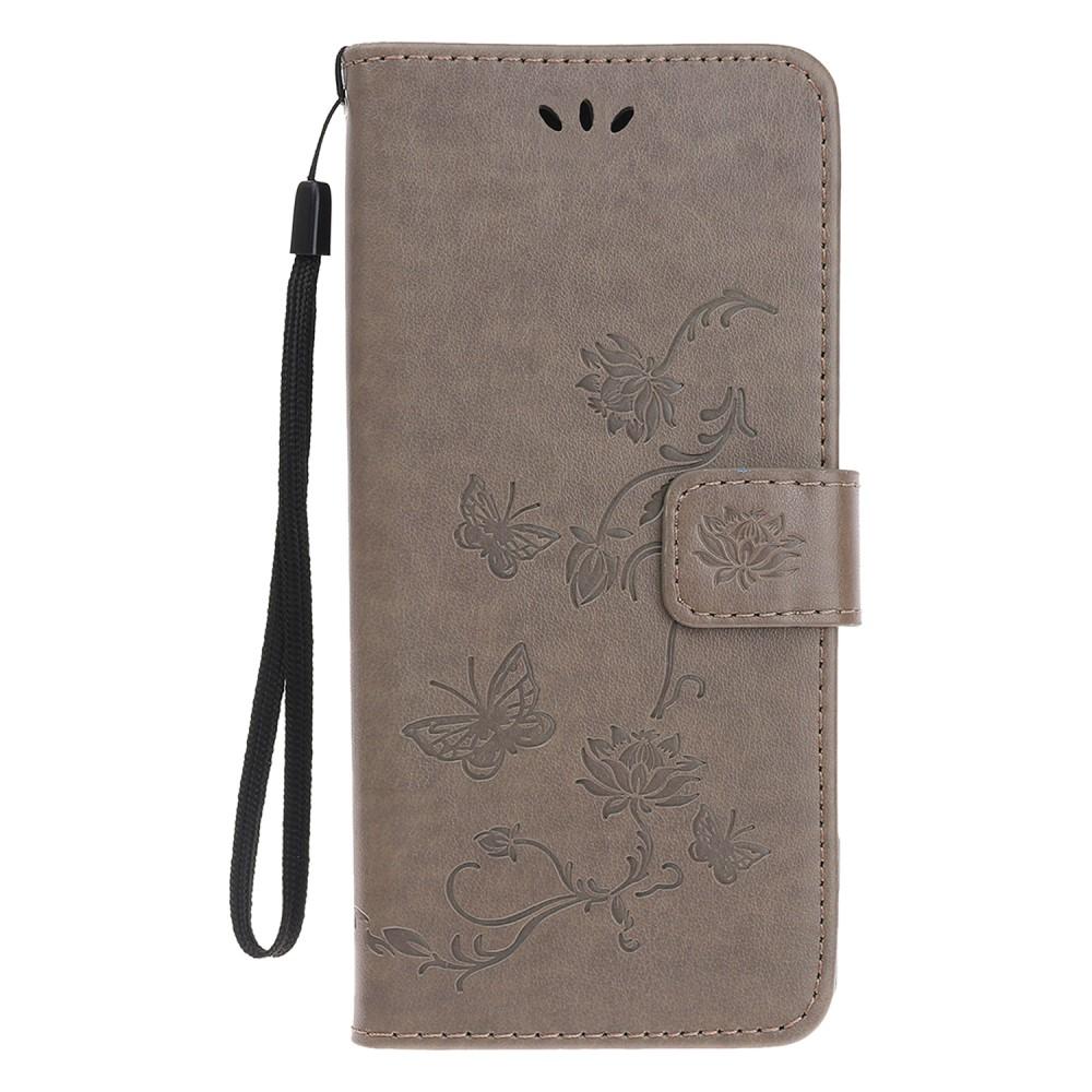 Läderfodral Fjärilar Apple iPhone 12 Mini Grå